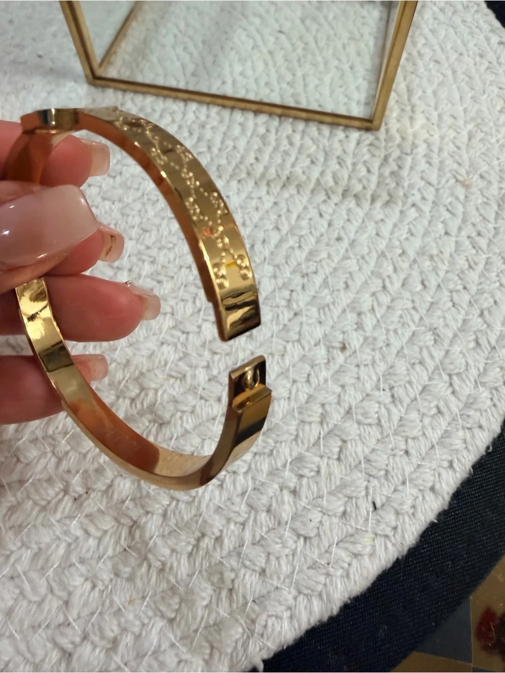NEW Stainless Steel Logo Bangle Bracelet available in Gold Tone - Picture 6 of 8
